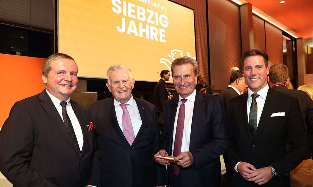 Stefan Mappus, Erwin Teufel, Günther H. Oettinger und Manuel Hagel beim Festakt 70 Jahre CDU-Landtagsfraktion